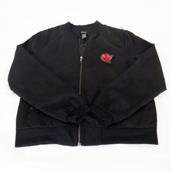 Justify junior black satiny rose jacket - Picture 1 of 5